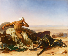 The Arab Lamenting the Death of his Steed by Jean-Baptiste Mauzaisse