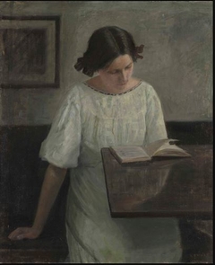 The Artist's Wife in White Reading by Carl Holsøe