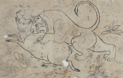 Tiger attacking a boar by Anonymous