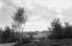 Udsigt fra Munkevang over Frederiksborg ved solnedgang by Just Jerndorff