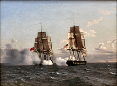 Match between the English frigate by Christoffer Wilhelm Eckersberg