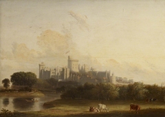 View of Windsor Castle, with Cows in Pasture by attributed to Edmund Bristow