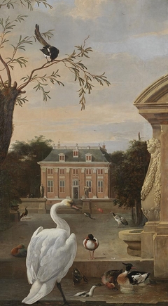 Vogelpark mit Ansicht des Landsitzes Driemond by Melchior d'Hondecoeter