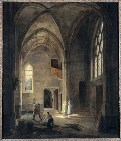 Vue intérieure de l'église Saint-Benoît-le-Bestouné : la chapelle Saint-Pierre ou de la Tournelle by Louis Courtin