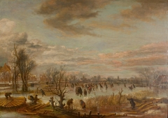 Winter Landscape with Reed Cutters by Aert van der Neer