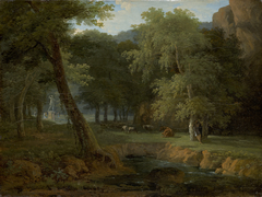 Woodland Scene with Nymphs and a Herm by Jean-Victor Bertin