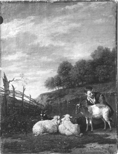 Young shepherd with his flock by Karel Dujardin