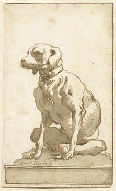 Zittende hond by Giovanni Domenico Tiepolo