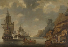 A French Squadron near a Rocky Coast by Jacob Adriaensz Bellevois