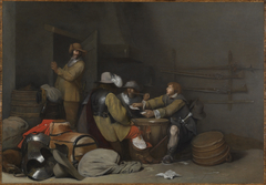 A Guardroom Interior with Soldiers Smoking and Playing Cards by Gerard ter Borch