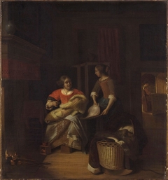 A Lady and a Child with a Serving Maid by Pieter de Hooch