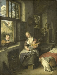 A Mother and her Children (A Mother's Happiness) by Cornelis Dusart