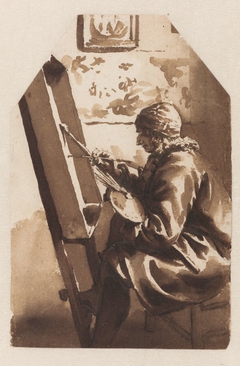 A Painter Seated at his Easel by Jan de Bisschop