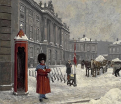 A Royal Life Guard on Duty Outside the Royal Palace Amalienbourg, Copenhagen by Paul fischer