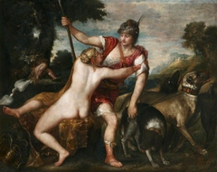 Adonis relinquishing Venus for the Hunt  ('The Rokeby Venus and Adonis') by Titian