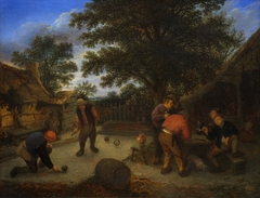 Ballplayers in the inn garden by Adriaen van Ostade