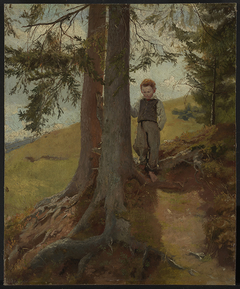 Bauernjunge am Waldrand by Hans Thoma