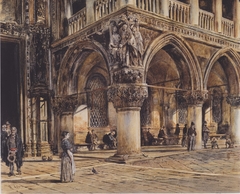 Blick auf den Dogenpalast in Venedig by Rudolf von Alt