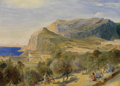 Blick auf den Monte Castiglione in Capri by Carl Blechen