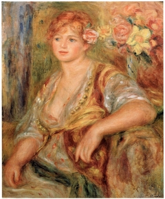 Blonde Girl with a Rose by Auguste Renoir