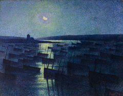 Camaret, Moonlight and Fishing Boats by Maximilien Luce