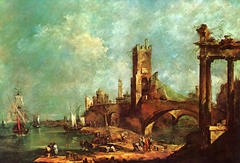 Capriccio of a Harbor by Francesco Guardi