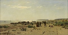 Coastal landscape (Fishermen going home) by Eugen Dücker