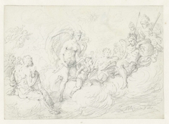 Cupido smeekt Jupiter om Psyche te mogen huwen by Zacharias Blijhooft