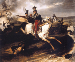 Death of Prince Józef Poniatowski. by January Suchodolski