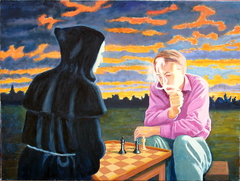 ‘Endgame’, (2011). Oil on linen. 90 x 120 cm. by john albert walker