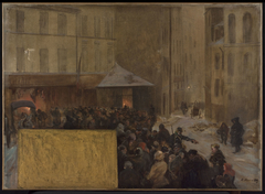 Esquisse pour l'Hôtel de Ville de Paris. Queues à la porte d'une boucherie municipale. Le siège de Paris en 1870 by Raoul Arus