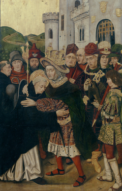 Ferdinand I of Castile welcoming Saint Dominic of Silos by Bartolomé Bermejo