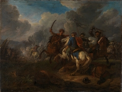 Fight between Horsemen by Pieter van Bloemen