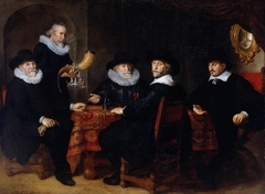 Four governors of the arquebusiers' civic guard, Amsterdam. by Govert Flinck