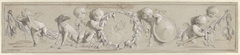 Fries van putti met bloemenkransen gegroepeerd om een hand die een ring vasthoudt by Unknown Artist