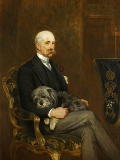 Godfrey Charles Morgan, 1st Viscount Tredegar (1831 - 1913)  with his Skye Terrier, 'Peeps' by John Charlton