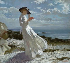 Grace reading at Howth Bay by William Orpen