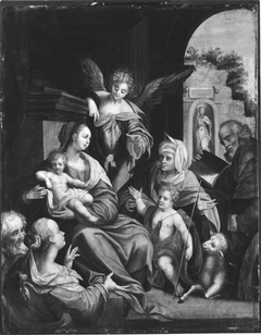 Heilige Familie mit Elisabeth, Johannes, Zacharias und Katharina (Kopie nach) by Hans von Aachen