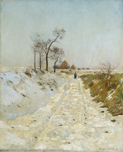 Hohlweg im Winter by Eugen Jettel