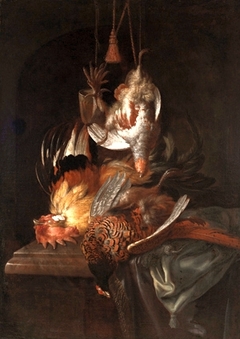 Hunting trophies. by Willem van Aelst