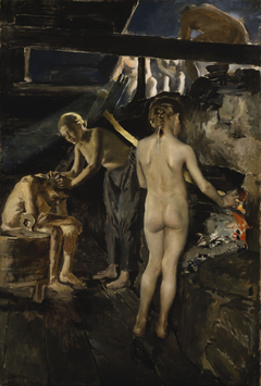 In the Sauna by Akseli Gallen-Kallela