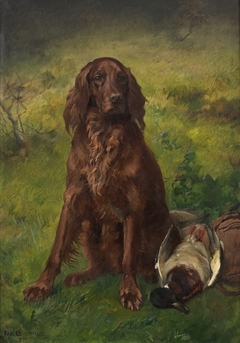 Irish Setter with a Duck by Karl Uchermann