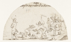 Jongens spelend met tollen by Moses ter Borch