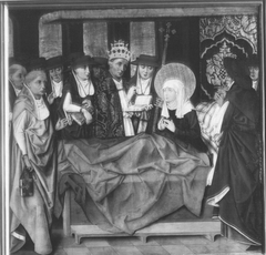 Klarenaltar: Die hl. Klara auf dem Sterbebett by Master of the Bamberg Saint Clare Altar