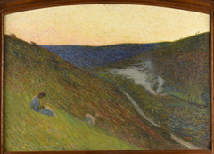 La Vallée du Vert au crépuscule by Henri-Jean Guillaume Martin