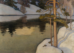 Lake with Snow on the Shore by Väinö Blomstedt