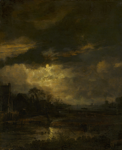 Landscape at Sunset by Aert van der Neer
