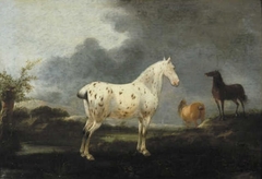 Landscape with a dapple grey horse by Pieter Wouwerman