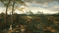 Landscape with a Herdsman and Goats by Gaspard Dughet