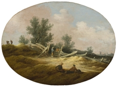 Landscape with a Wooden Fence and Figures by Salomon van Ruysdael